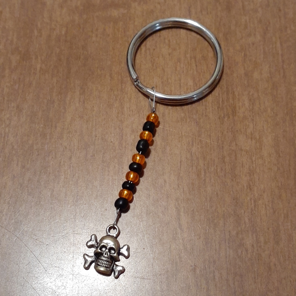 Handcrafted Skull & Beads Small Keychain